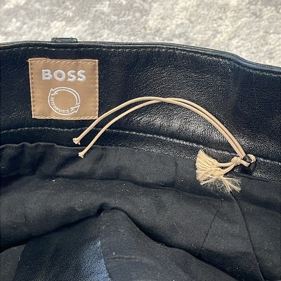 New Hugo Boss Semita Leather Belted Skirt Black A Line Utility Pockets Sz 0 - Picture 12 of 15